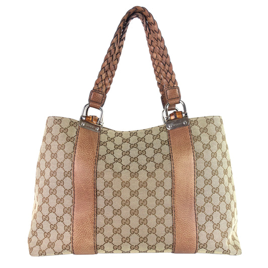 Gucci Libeccio Bamboo Bar Medium Canvas Tote Bag
