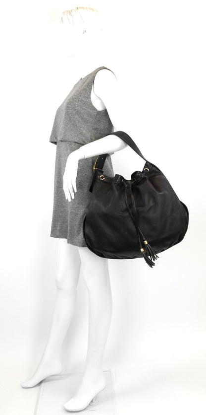 Gucci Drawstring Soft Leather Tote Bag