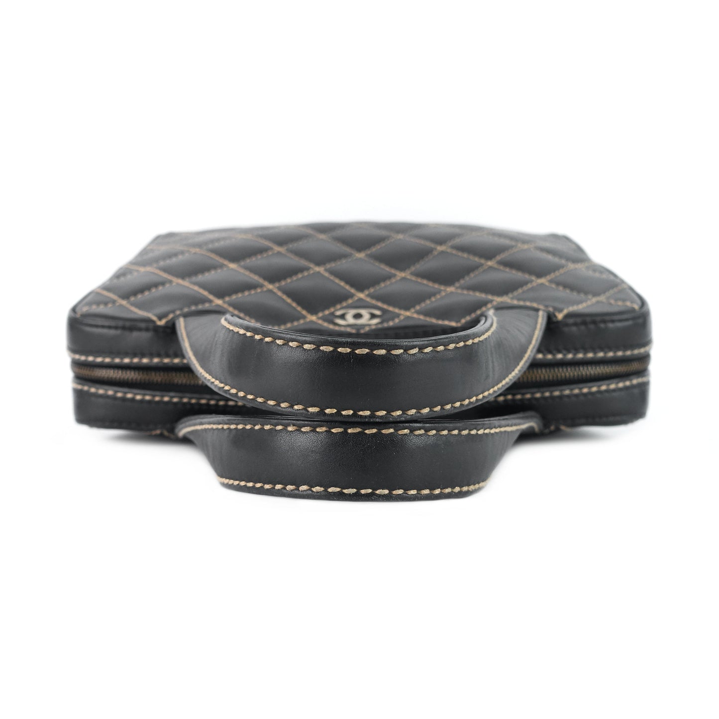 Chanel Surpique Top Handles Calfskin Leather Bowler Bag