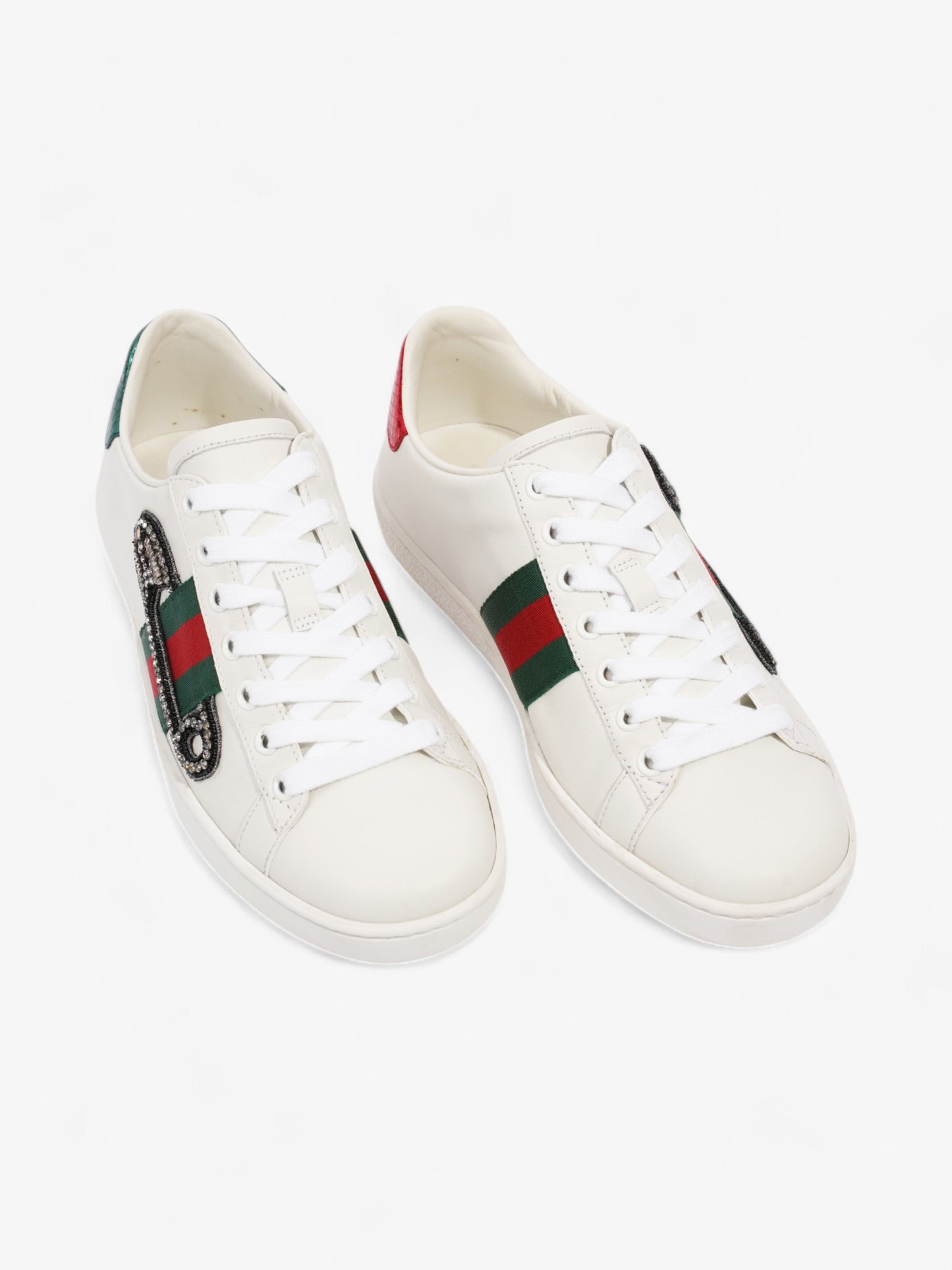 Gucci Ace Low Pin Sneakers White  / Green / Red Leather EU 36.5 UK 3.5