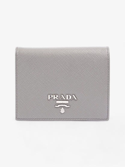 Prada Bifold Card Case Grey Saffiano Leather
