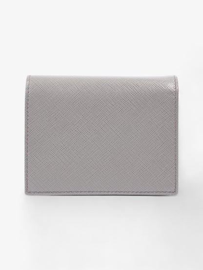 Prada Bifold Card Case Grey Saffiano Leather