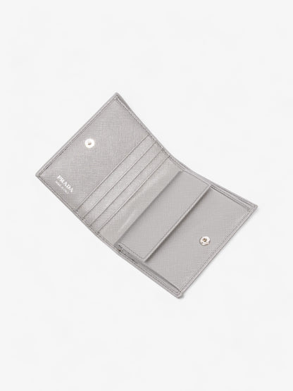 Prada Bifold Card Case Grey Saffiano Leather