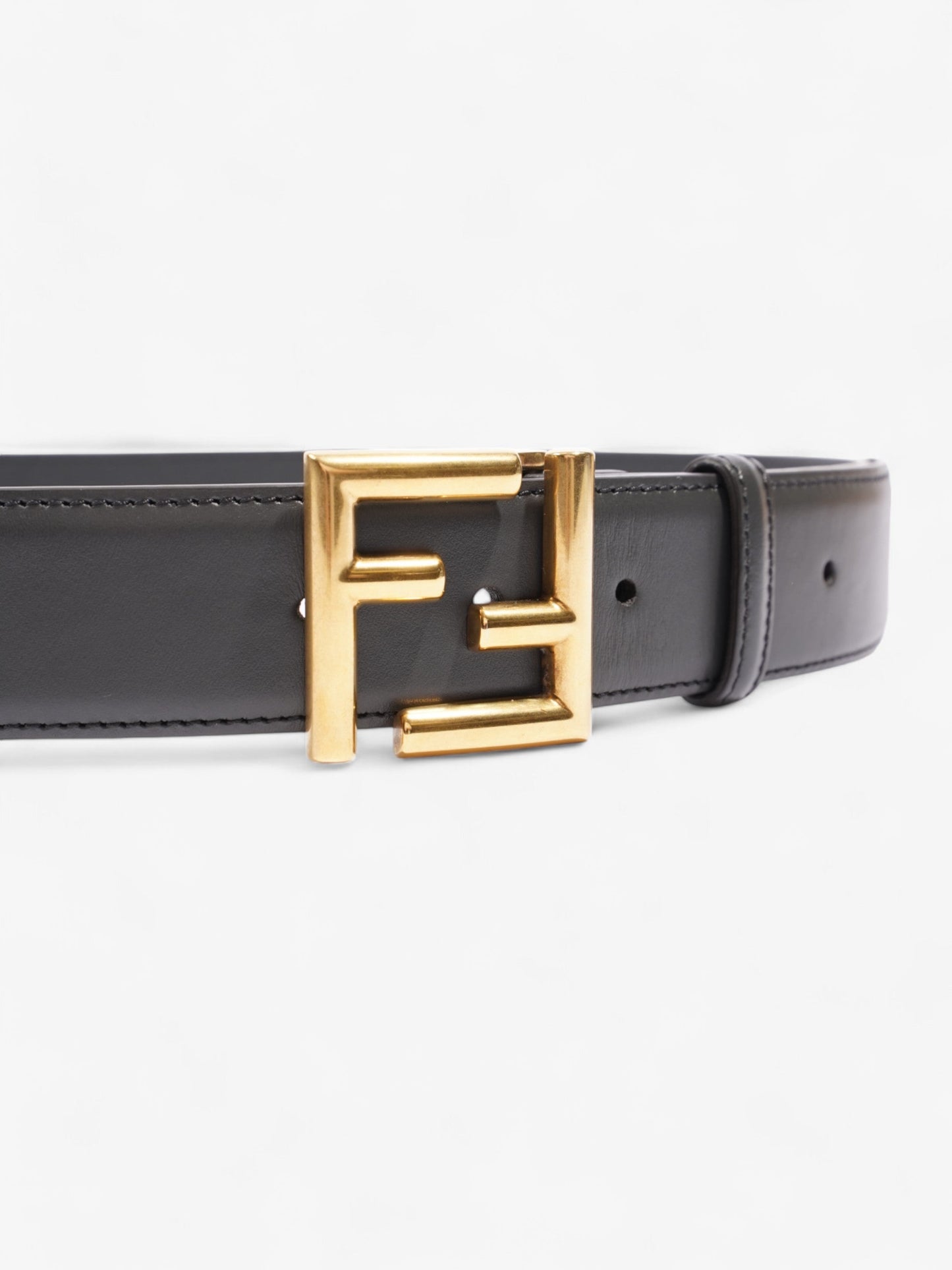 Fendi FF Motif Belt Dark Grey / Gold Leather 80cm / 32"