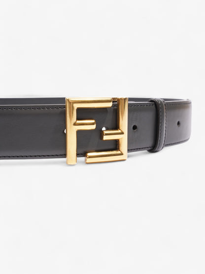Fendi FF Motif Belt Dark Grey / Gold Leather 80cm / 32"