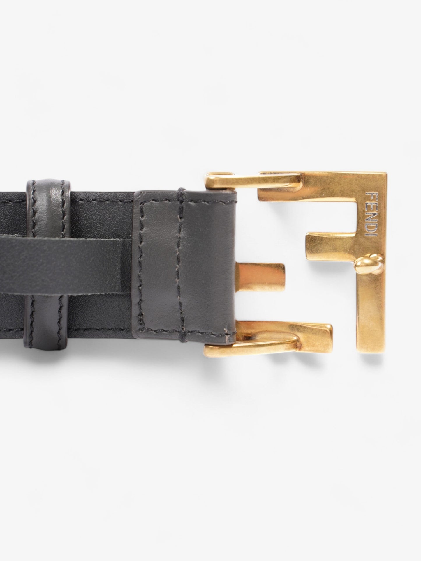 Fendi FF Motif Belt Dark Grey / Gold Leather 80cm / 32"