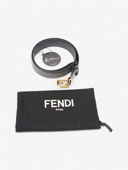 Fendi FF Motif Belt Dark Grey / Gold Leather 80cm / 32"