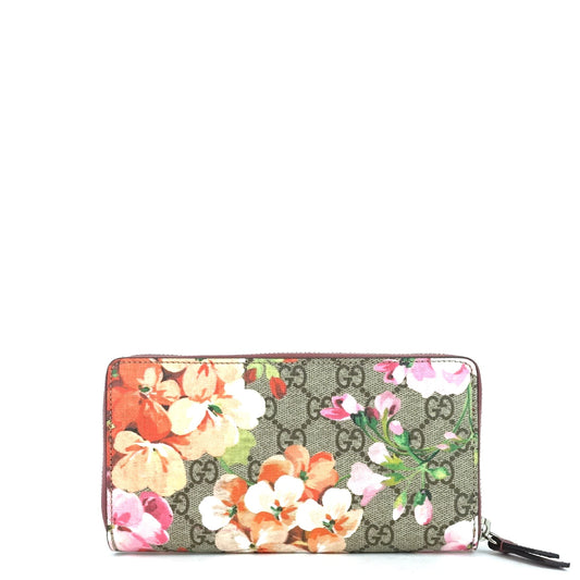 Gucci Blooms Supreme Canvas Zip Around Wallet