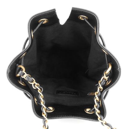 Chanel Deauville Drawstring Studded Caviar Bucket Bag