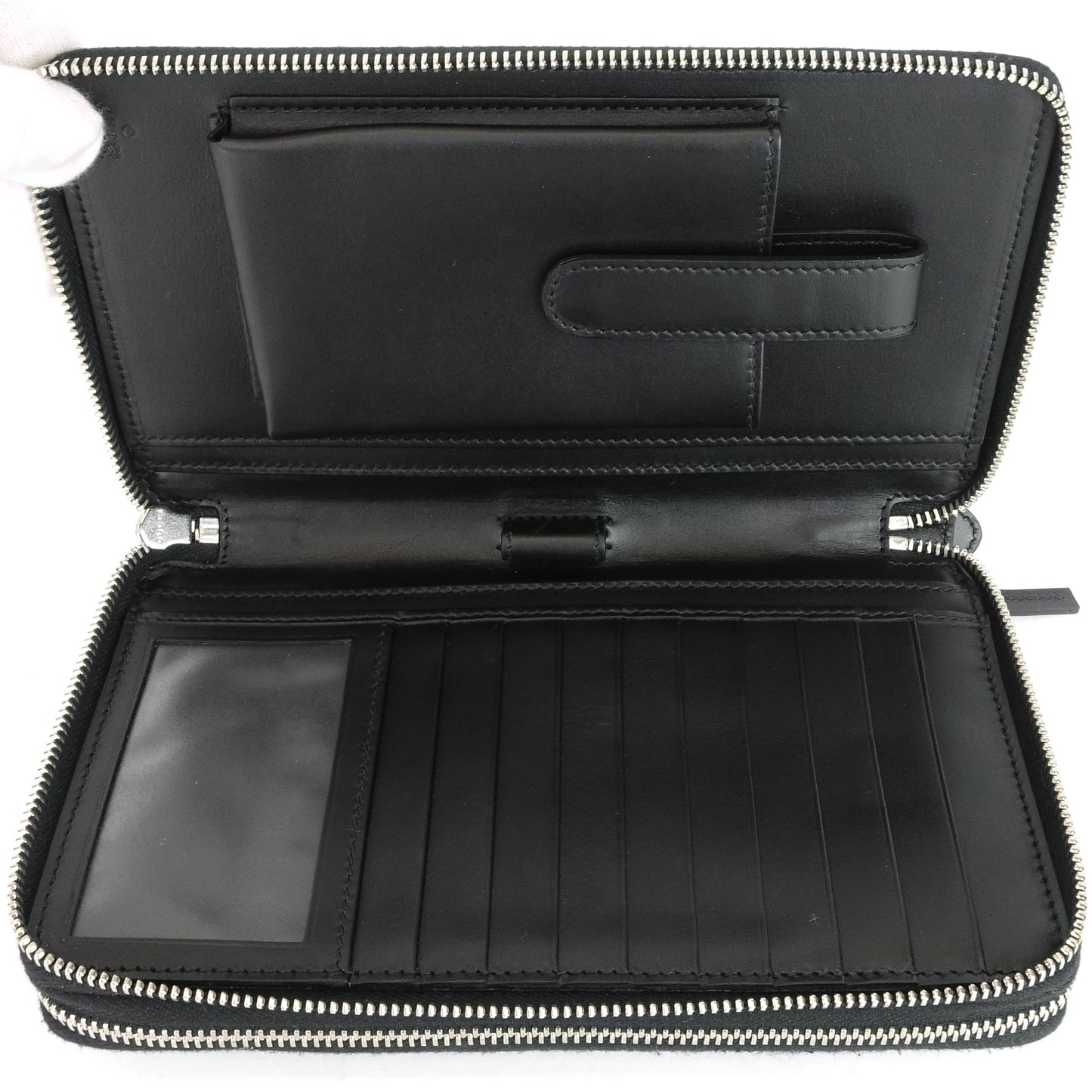 Gucci Monogram Leather Double Zip Travel Organizer Bag