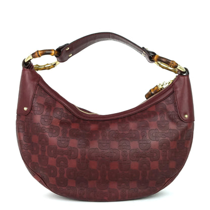 Gucci Bamboo Ring Embossed Leather Bag