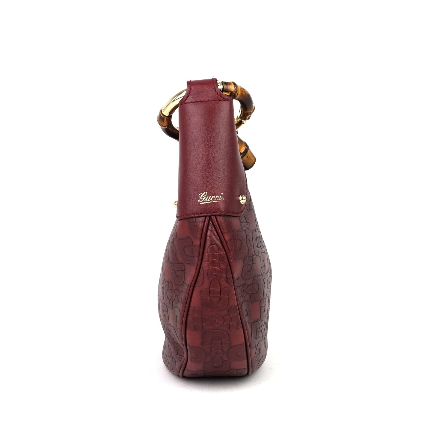Gucci Bamboo Ring Embossed Leather Bag