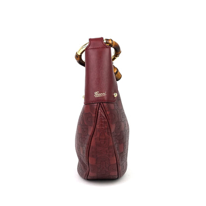 Gucci Bamboo Ring Embossed Leather Bag