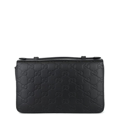 Gucci Monogram Leather Double Zip Travel Organizer Bag