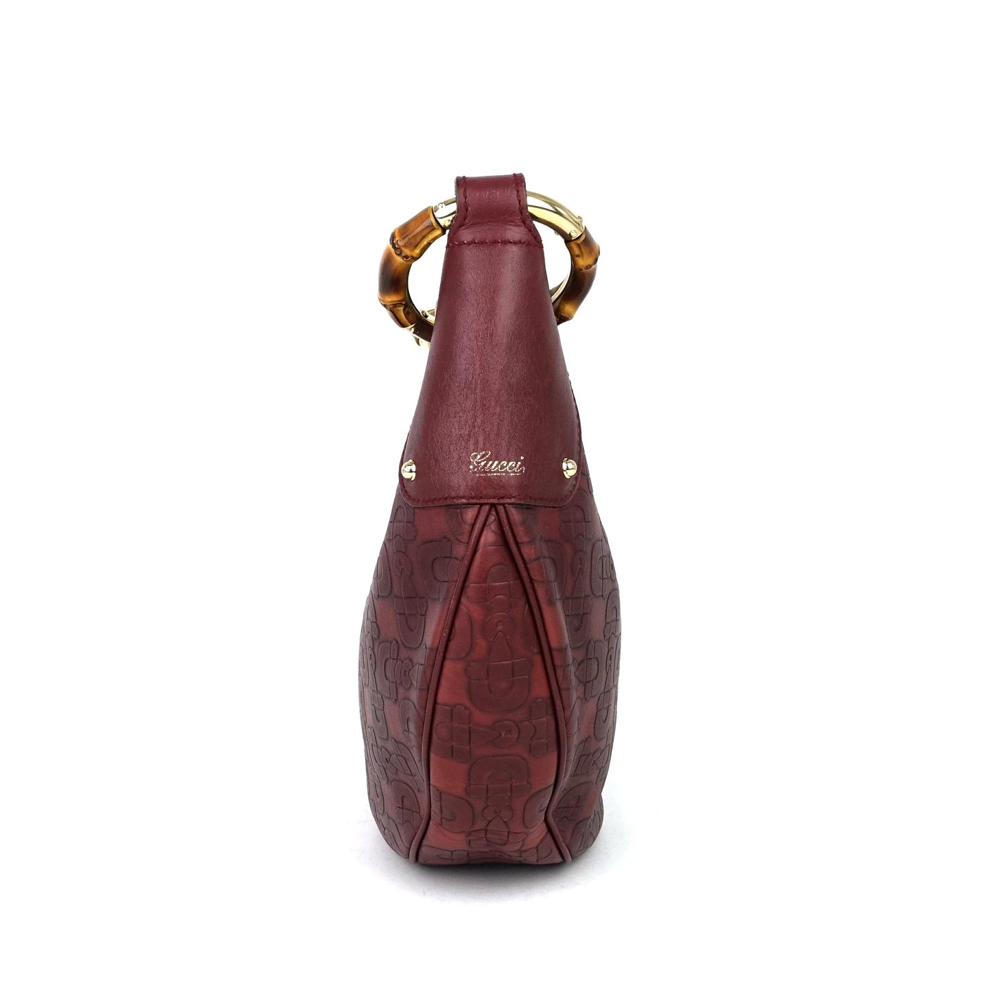 Gucci Bamboo Ring Embossed Leather Bag