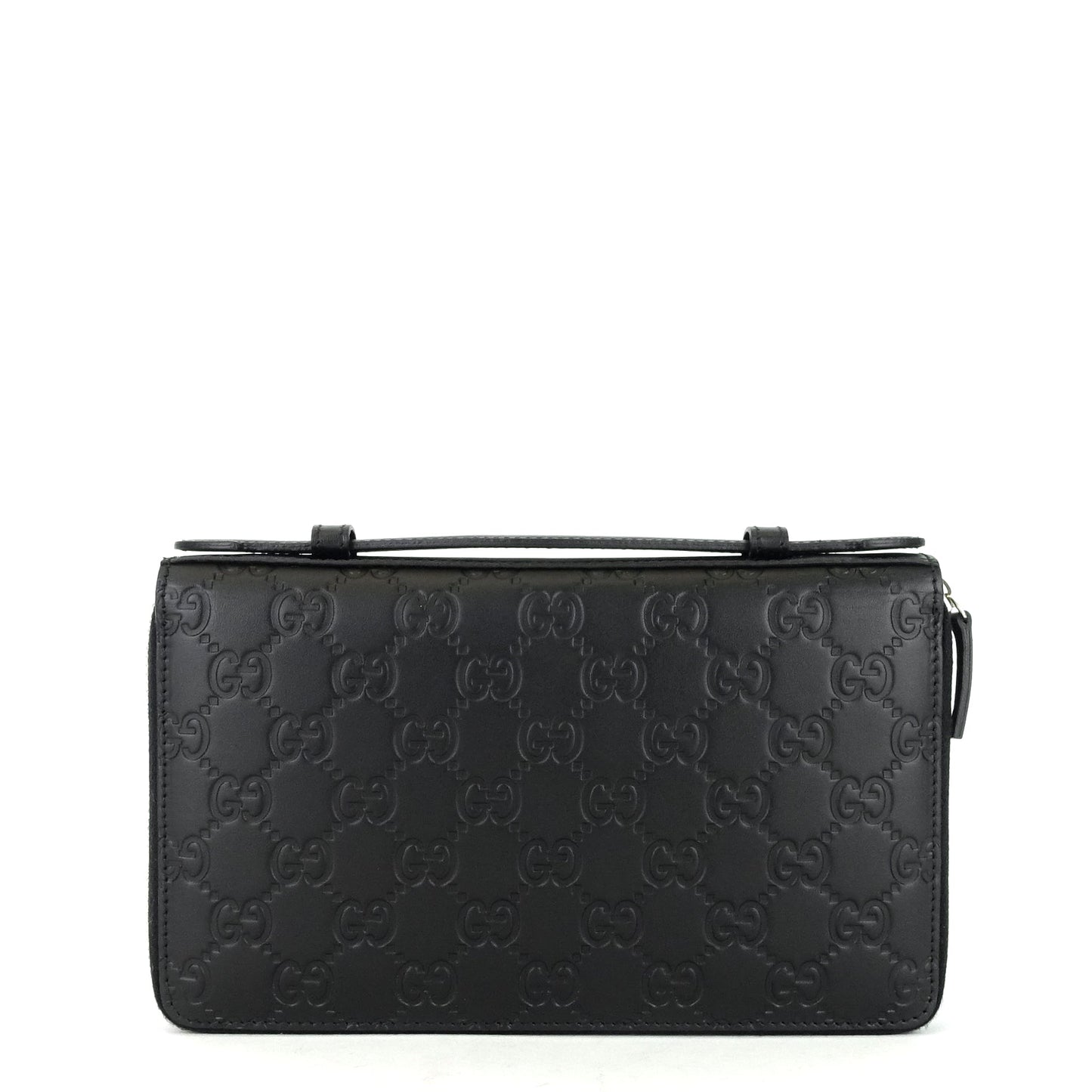 Gucci Monogram Leather Double Zip Travel Organizer Bag