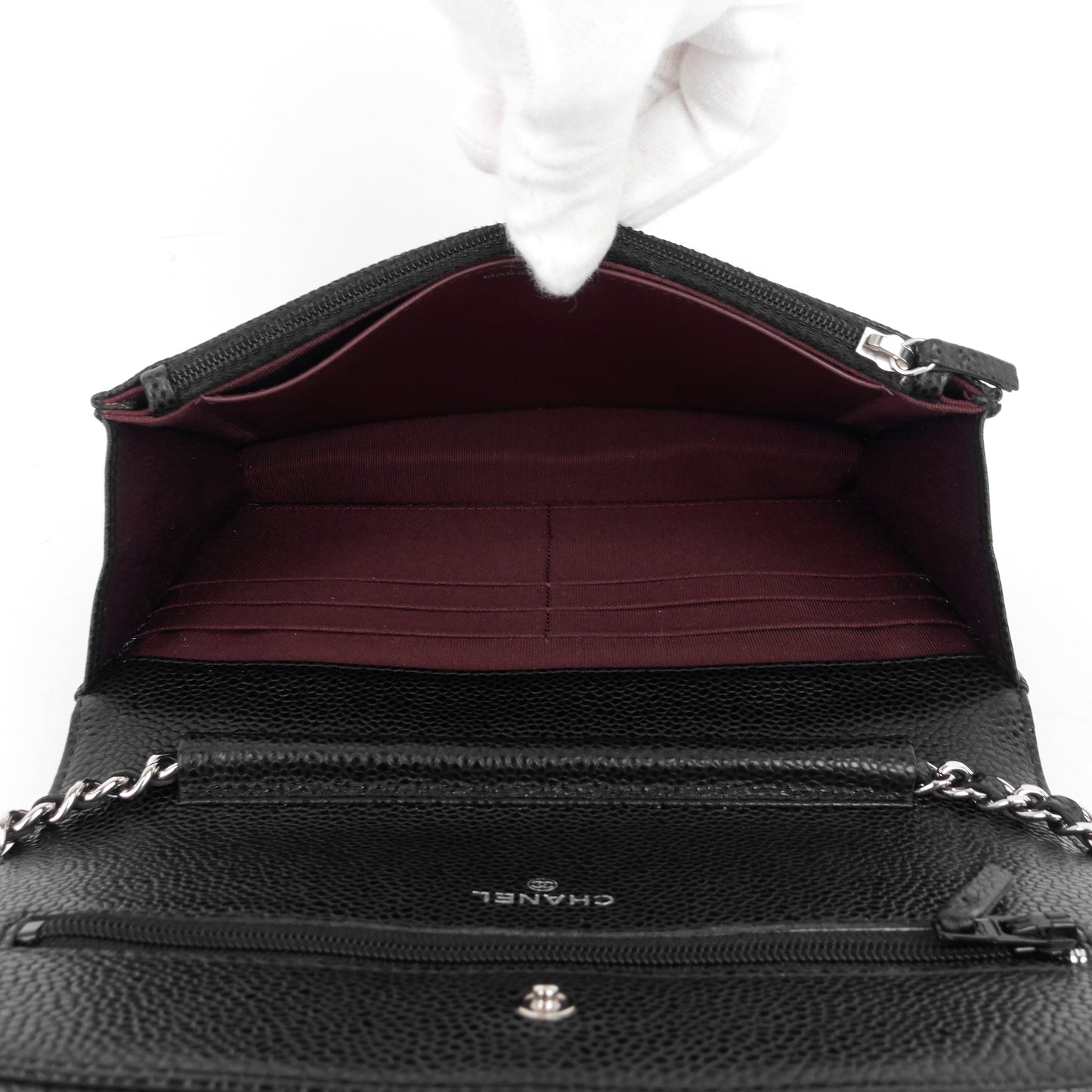 Chanel WOC Pebbled Caviar Leather Wallet on Chain Bag