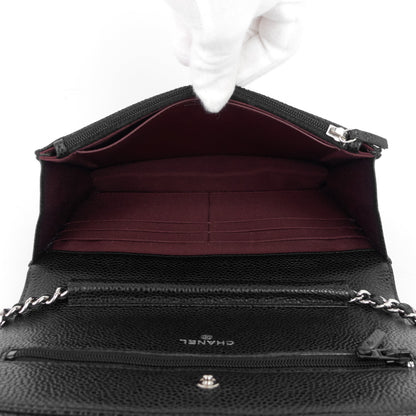 Chanel WOC Pebbled Caviar Leather Wallet on Chain Bag