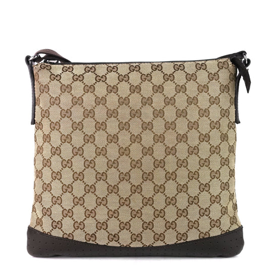 Gucci Monogram Canvas Perforated Messenger Bag