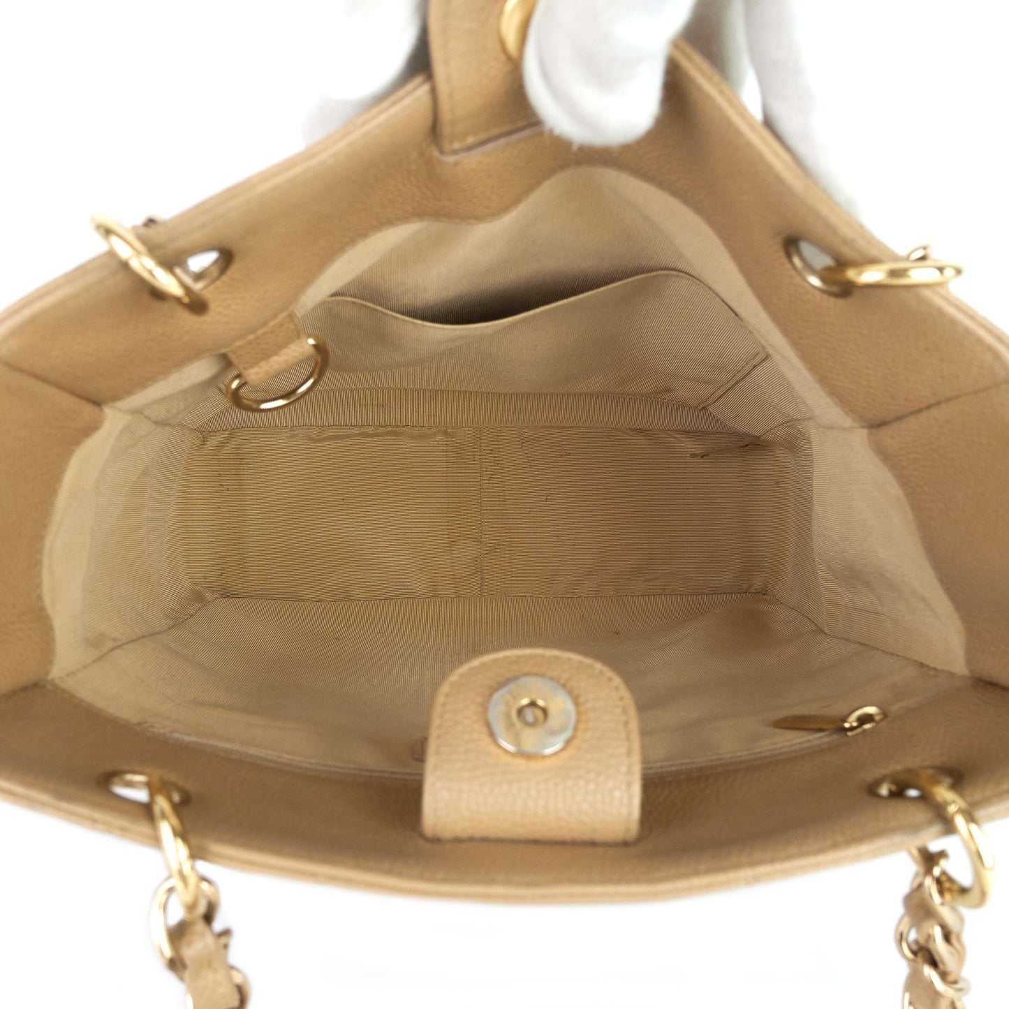 Chanel Petite Shopping Tote Quilted Caviar Leather Bag