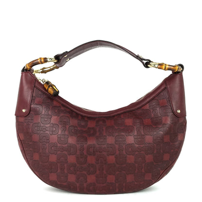 Gucci Bamboo Ring Embossed Leather Bag