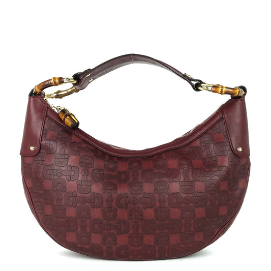 Gucci Bamboo Ring Embossed Leather Bag