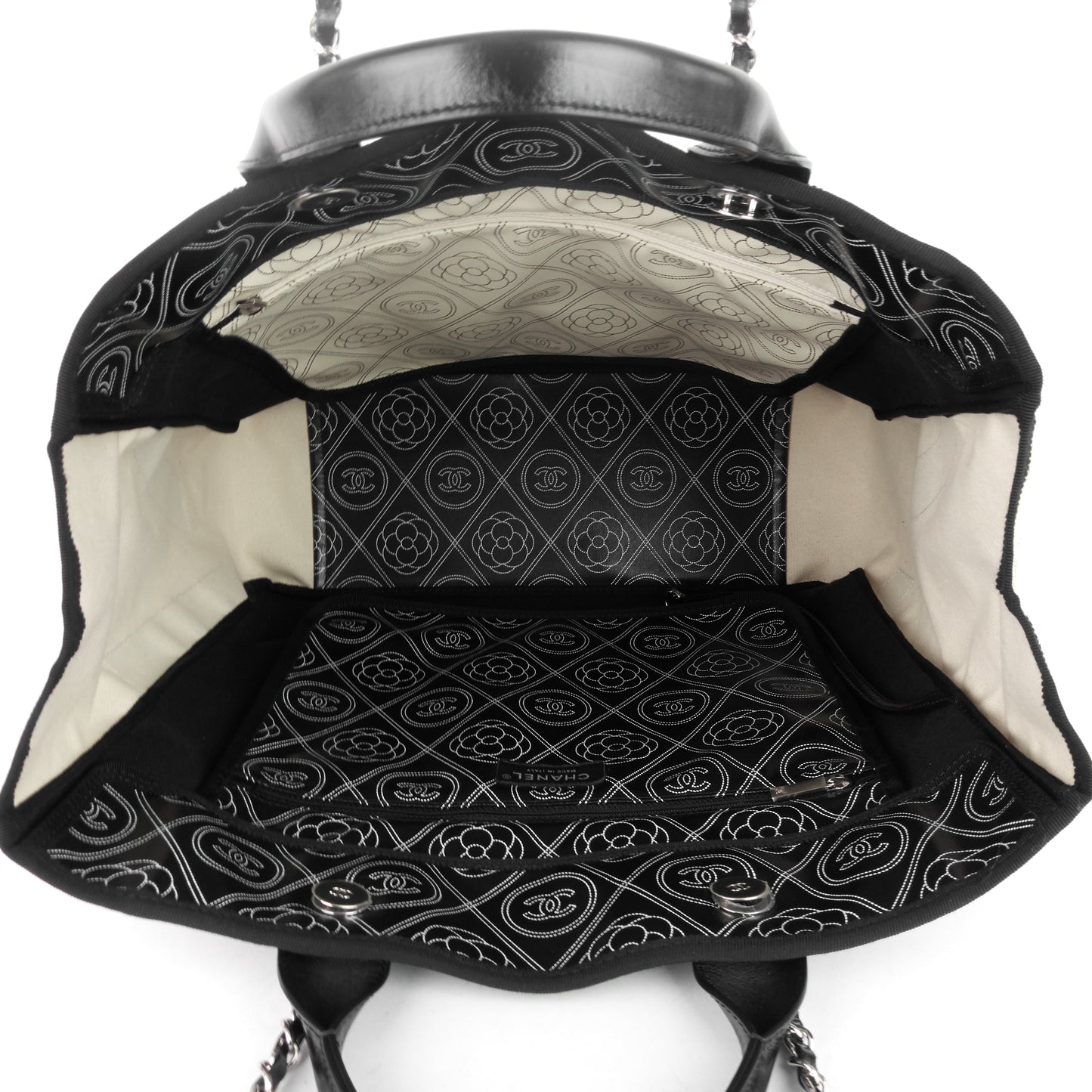 Chanel Coated Canvas Camellia Large Shopping Tote Bag