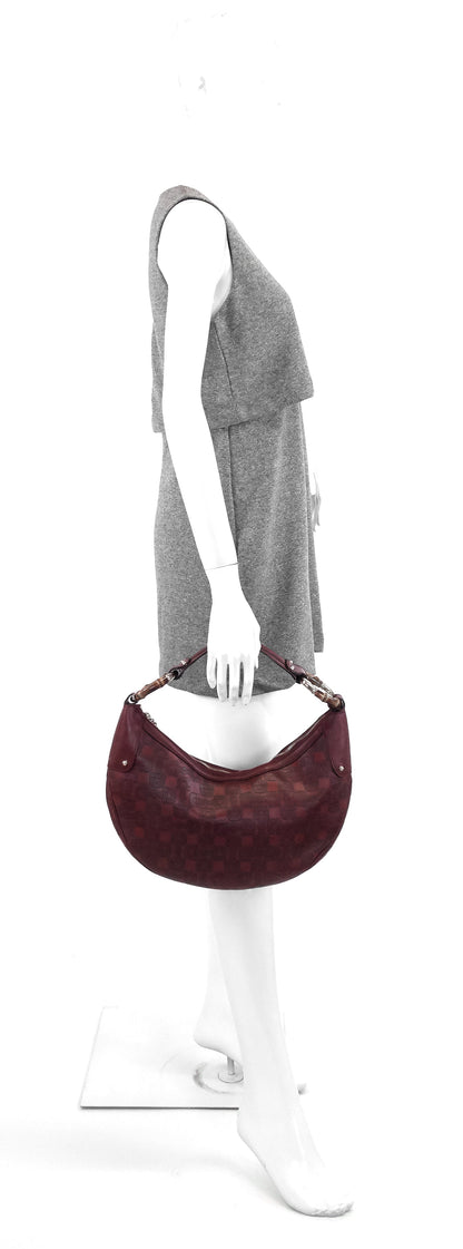 Gucci Bamboo Ring Embossed Leather Bag