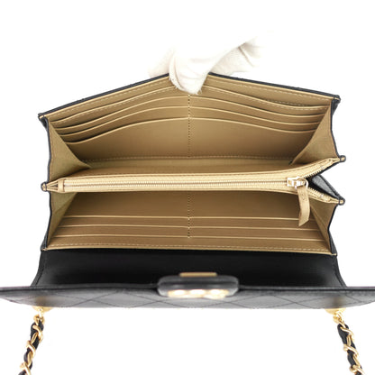 Chanel Chic Pearls Flap Goatskin Leather Clutch with Chain Bag