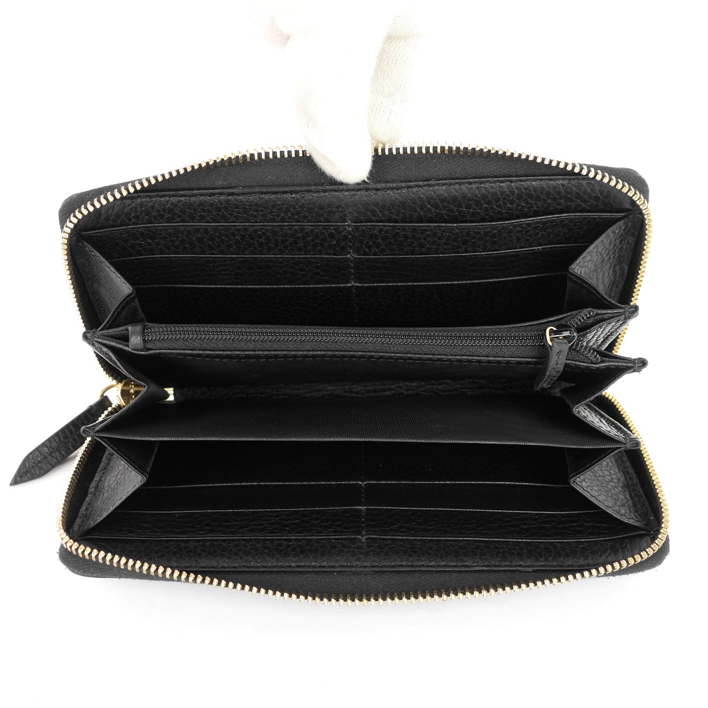 Gucci Zip Around Grained Calfskin Wallet