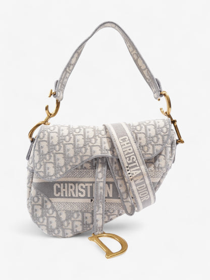 Christian Dior Saddle Bag with Strap Grey Oblique Canvas