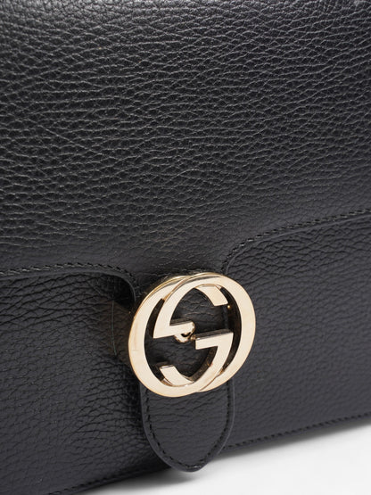 Gucci Dollar Interlocking G Black Calfskin Leather Medium