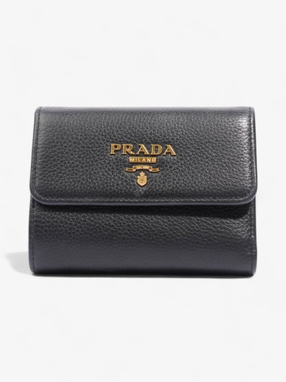 Prada Logo Wallet Black / Gold Saffiano Leather
