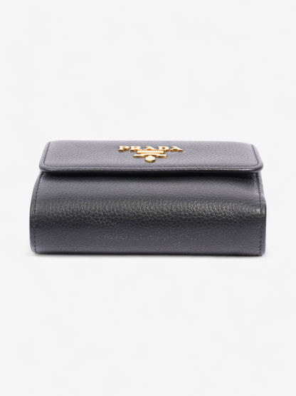 Prada Logo Wallet Black / Gold Saffiano Leather