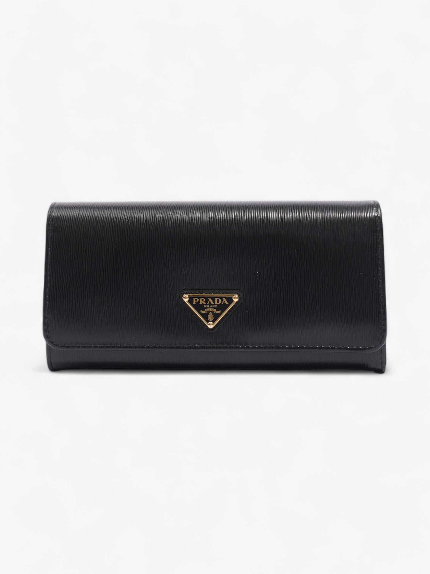 Prada Flap Continental Wallet Black Saffiano Leather