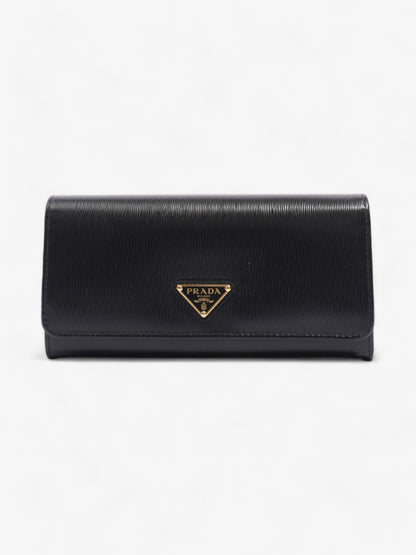 Prada Flap Continental Wallet Black Saffiano Leather