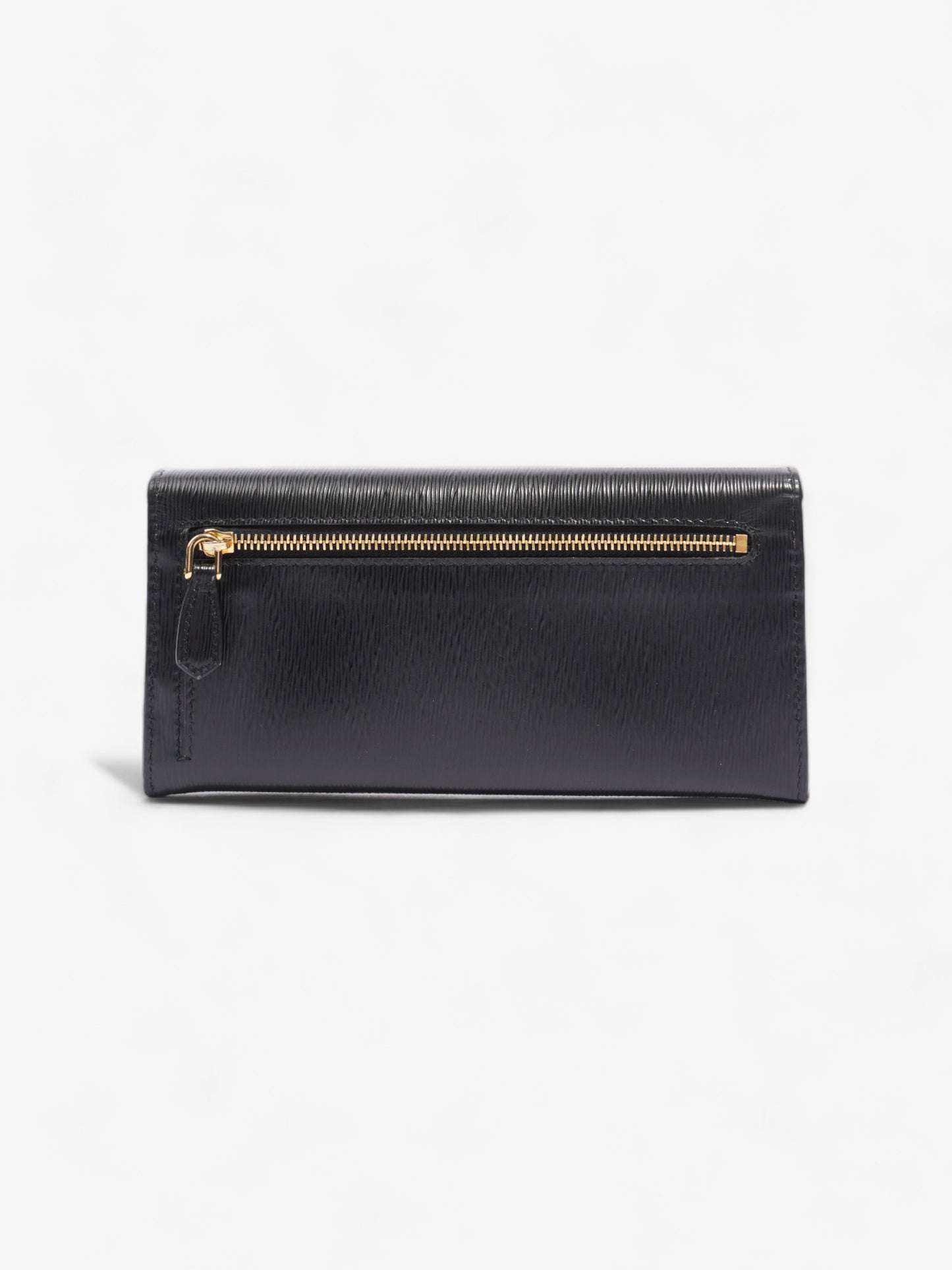 Prada Flap Continental Wallet Black Saffiano Leather