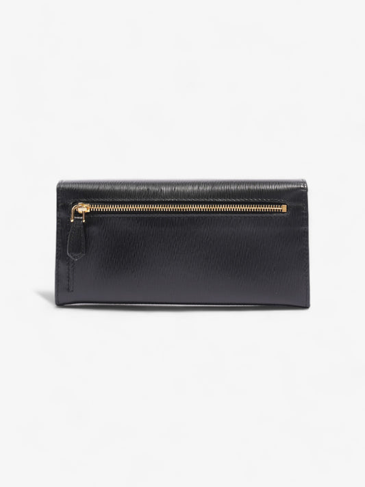 Prada Flap Continental Wallet Black Saffiano Leather