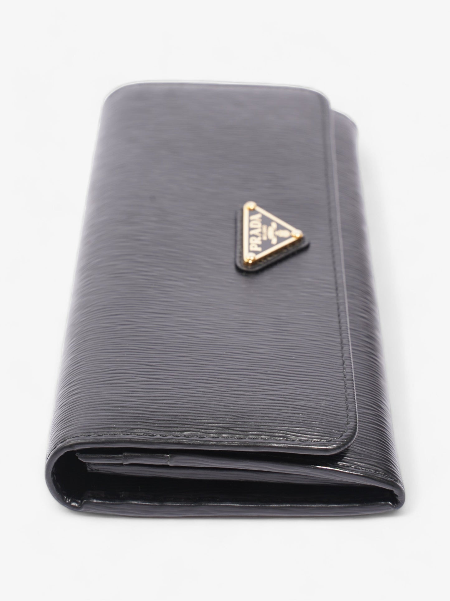 Prada Flap Continental Wallet Black Saffiano Leather