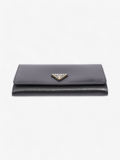 Prada Flap Continental Wallet Black Saffiano Leather