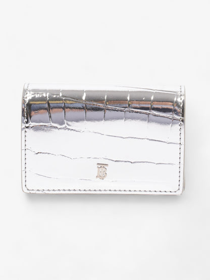 Burberry Jessie Card Holder Silver Embossed Leather