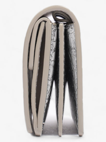 Burberry Jessie Card Holder Silver Embossed Leather