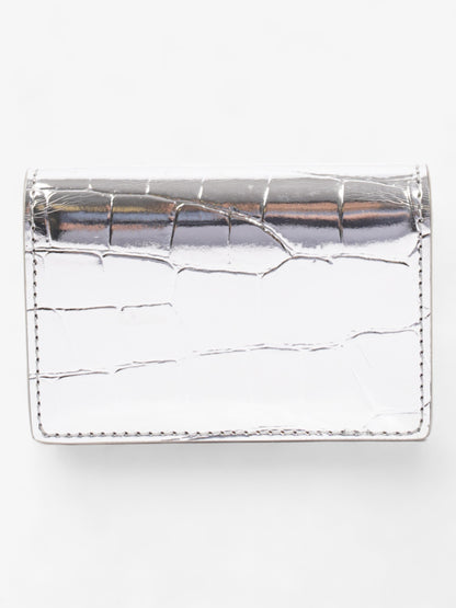 Burberry Jessie Card Holder Silver Embossed Leather