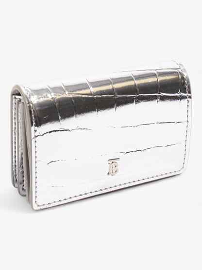 Burberry Jessie Card Holder Silver Embossed Leather