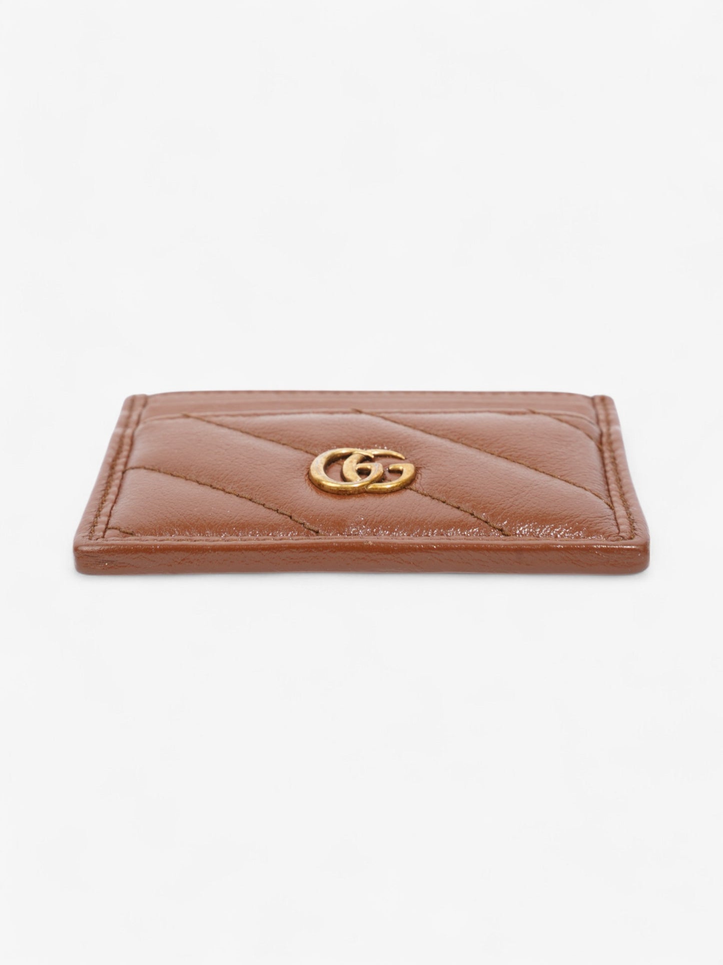 Gucci GG Marmont Card Case Brown Matelasse Leather