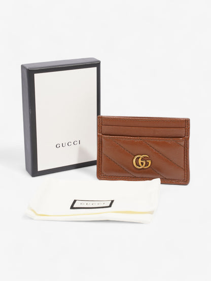 Gucci GG Marmont Card Case Brown Matelasse Leather