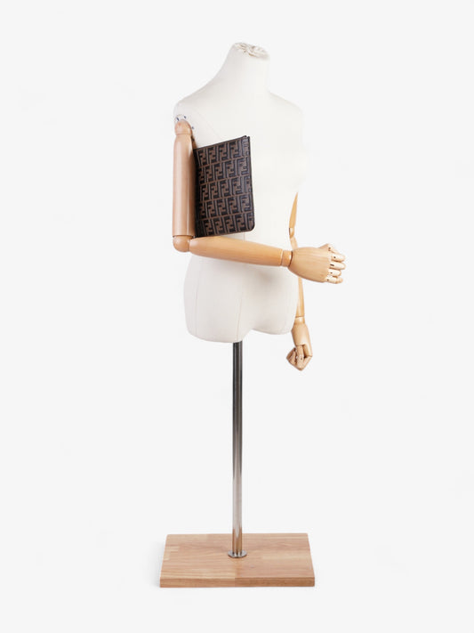 Fendi Monogram Clutch Bag BRown Leather