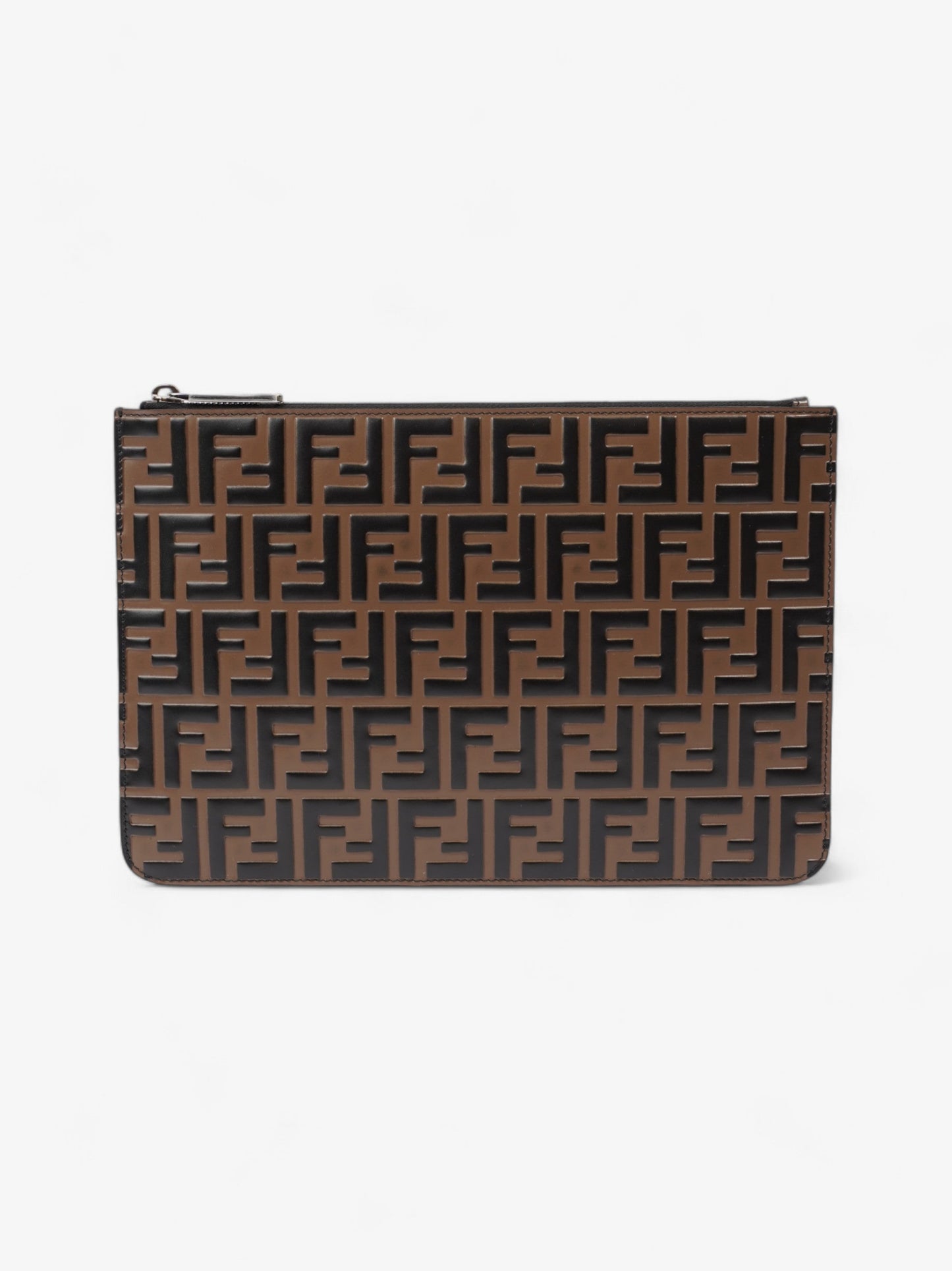 Fendi Monogram Clutch Bag BRown Leather