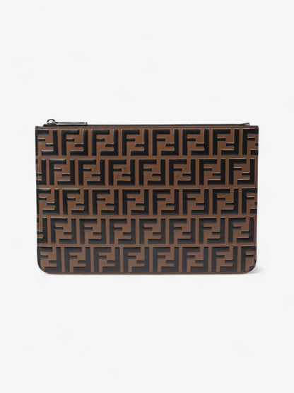 Fendi Monogram Clutch Bag BRown Leather