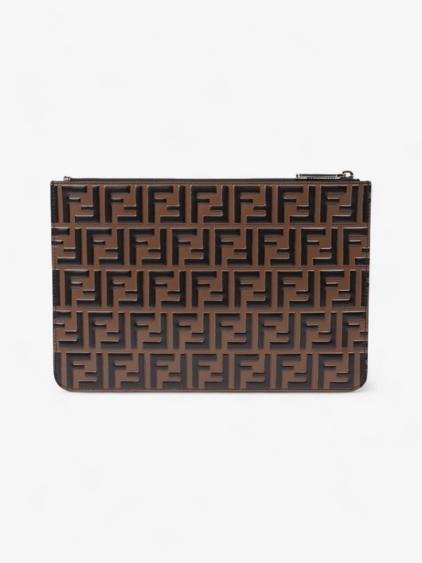 Fendi Monogram Clutch Bag BRown Leather